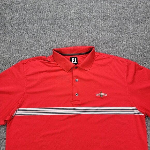 Footjoy Polo Shirt Mens XL Red Golf Performance Preppy Evergreen Country Club - Picture 2 of 13